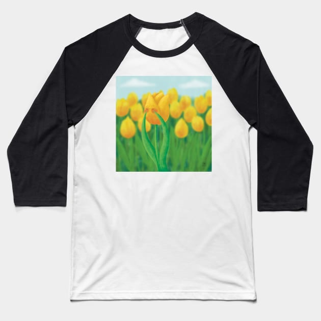 Bashful tulip Baseball T-Shirt by Emma Wiklund Art